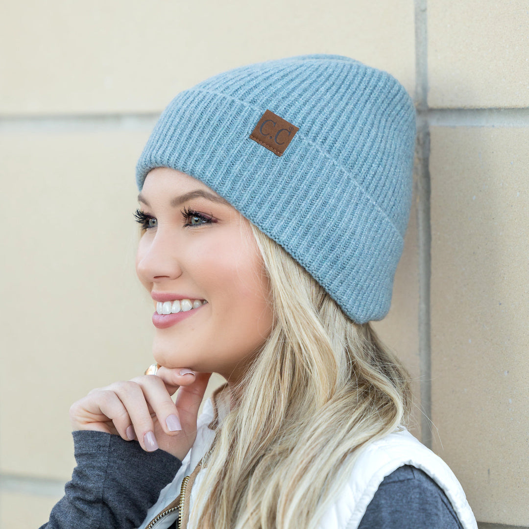 Black C C® Fine Yarn Cuff Beanie
