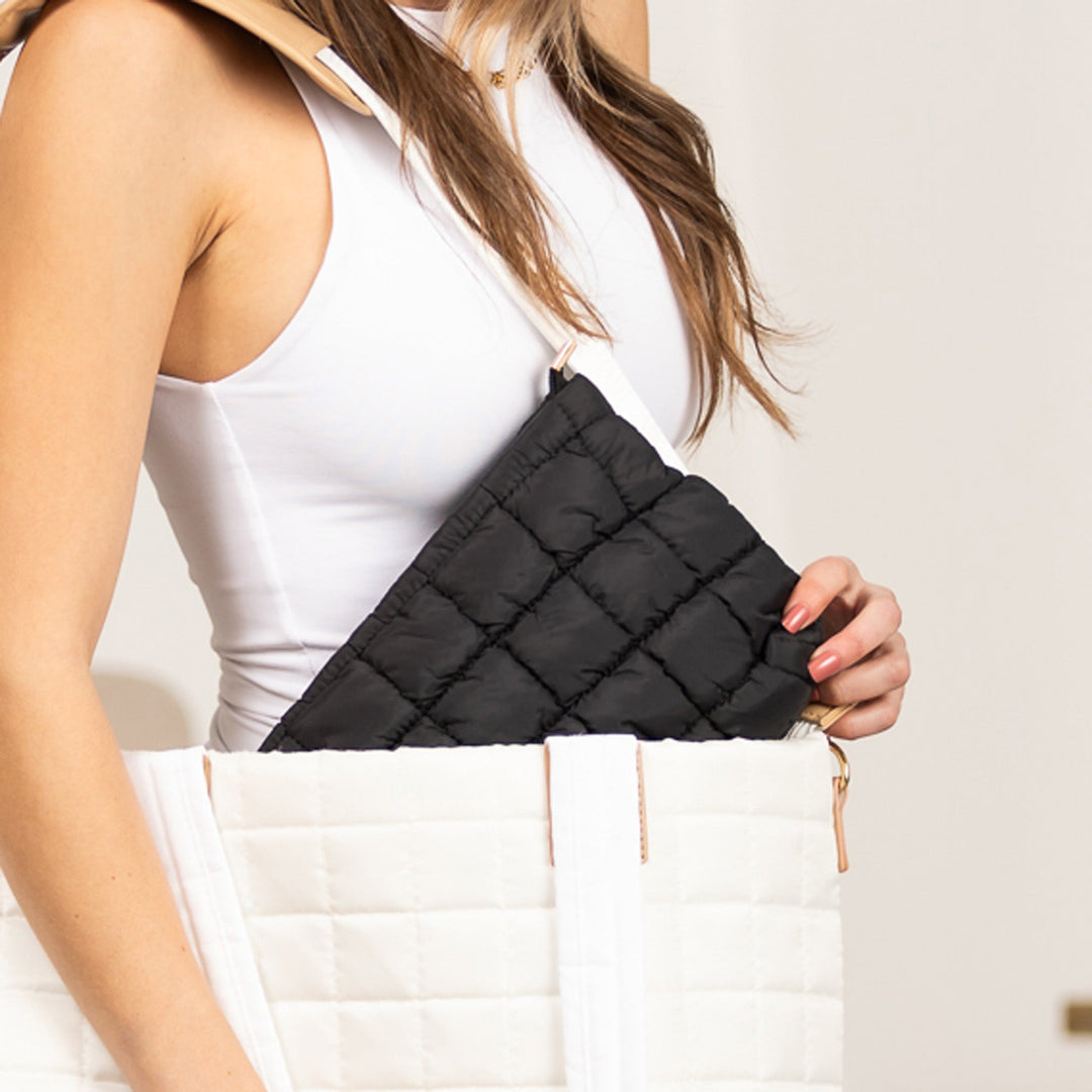 Black Lainey Quilted Puffer Clutch 1