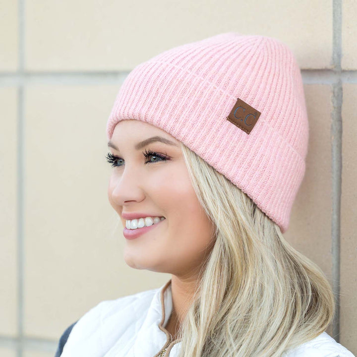 Ivory C C® Fine Yarn Cuff Beanie