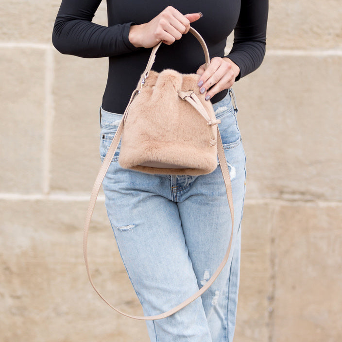 Camel Elle Convertible Plush Top Handle Crossbody 1