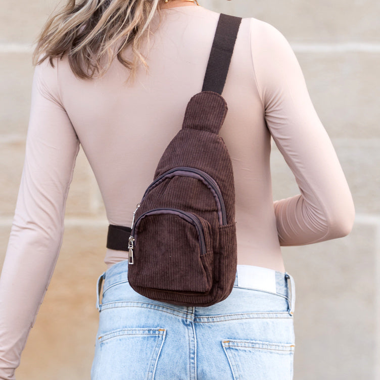 Ingrid Double Zip Corduroy Sling 1