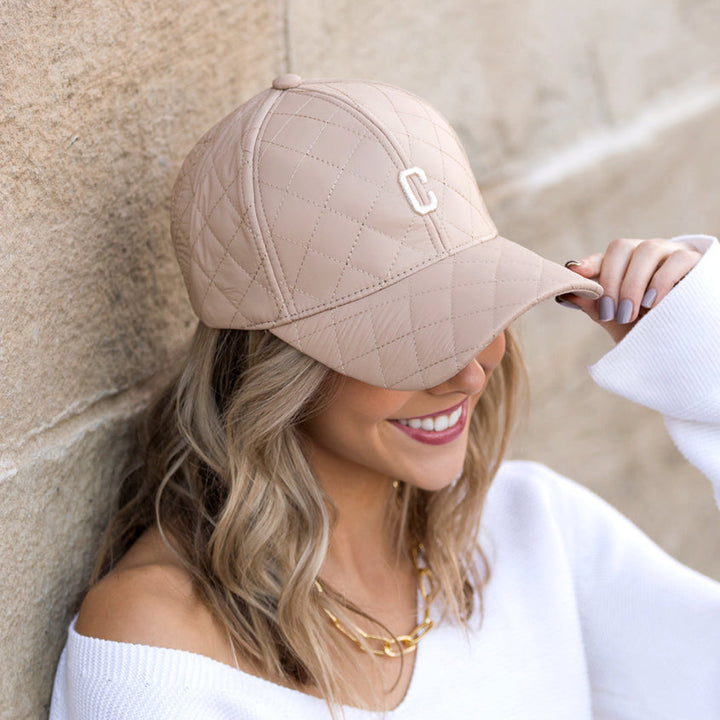 Almond Quilted Puffer Ball Cap 1
