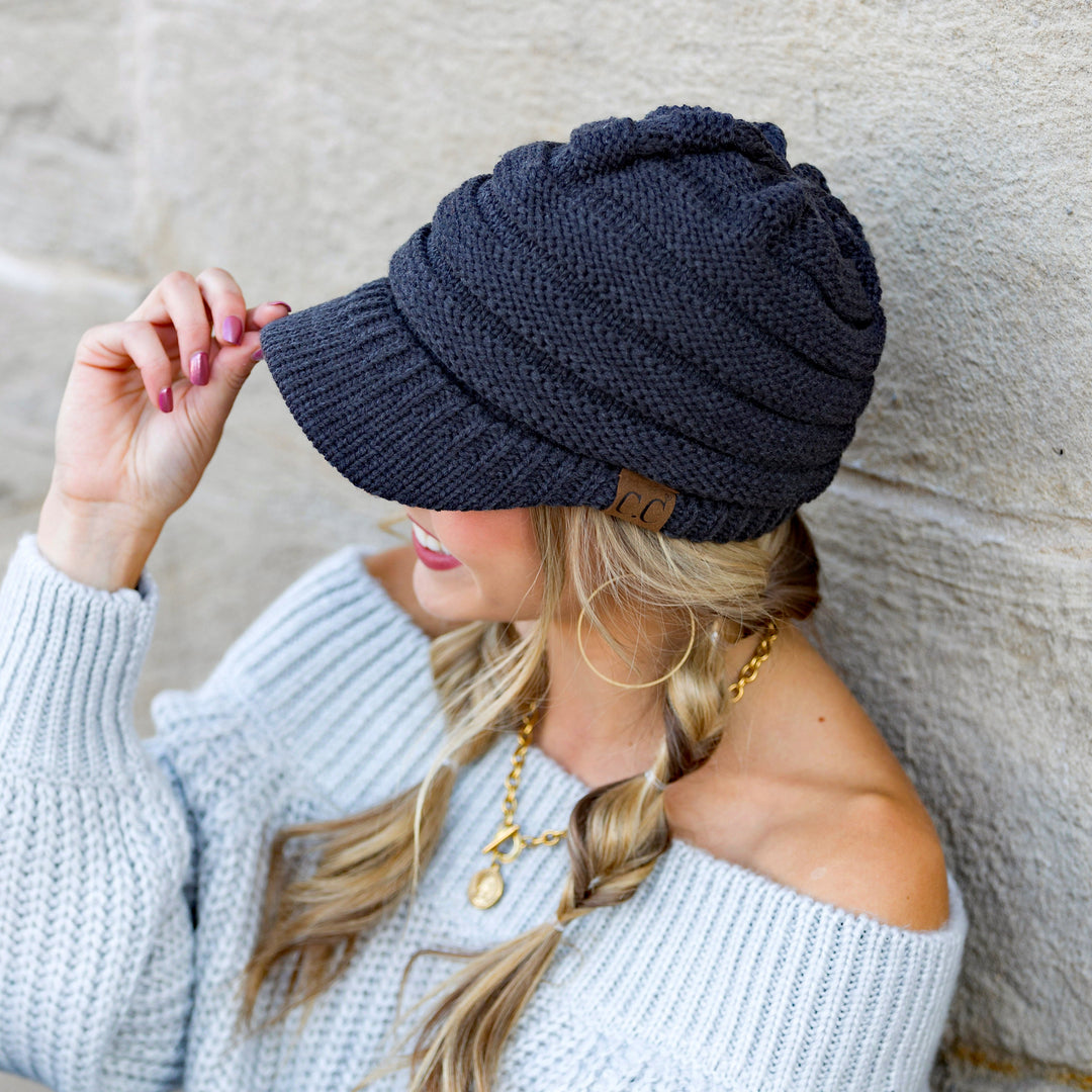 Burgundy C C® Knit Brimmed Cap