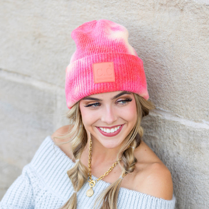 Orange/Peach C C® Tie Dye Boyfriend Beanie