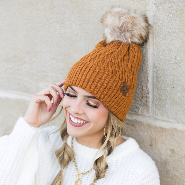 Mauve Mix C C® Honeycomb Pom Beanie