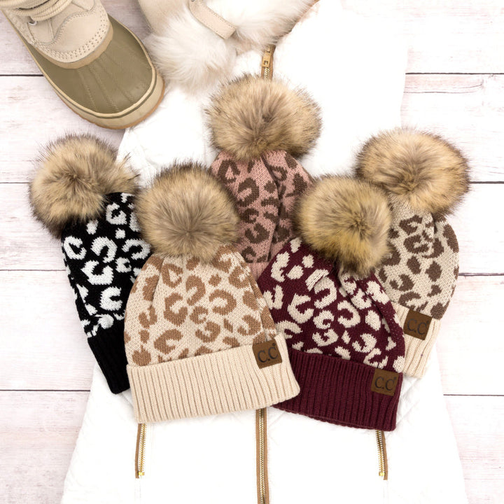 C C® Natural Leopard Pom Beanie