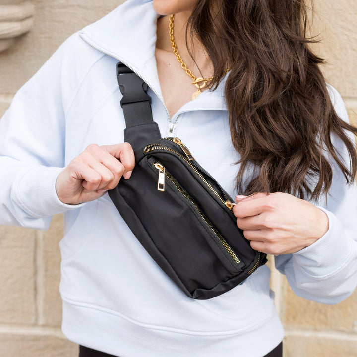 Gray Everyday Nylon Sling Crossbody Belt Bum Fanny Waist Bag