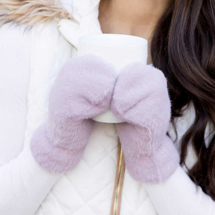 Gray Plush Fur Lined Mittens 1