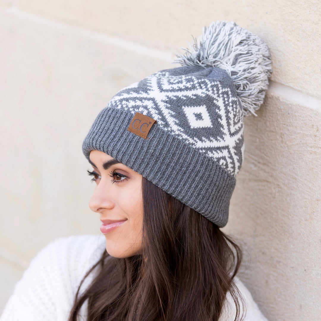 C C® Aztec Knit Pom Beanie Hat