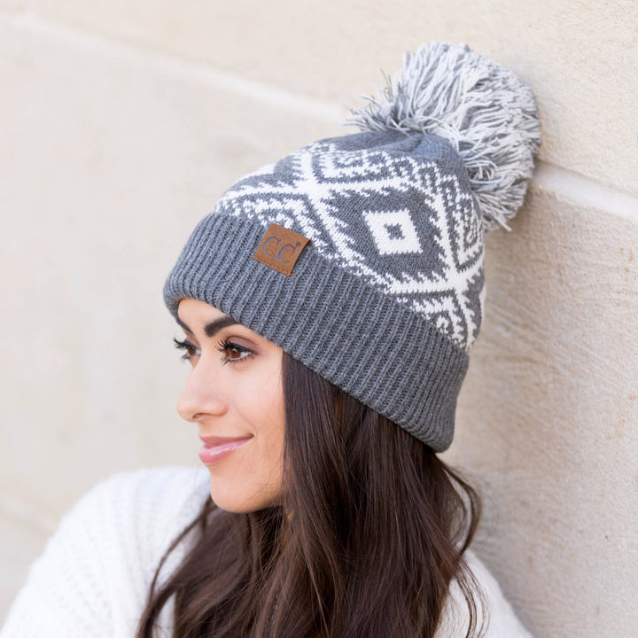 C C® Aztec Knit Pom Beanie Hat