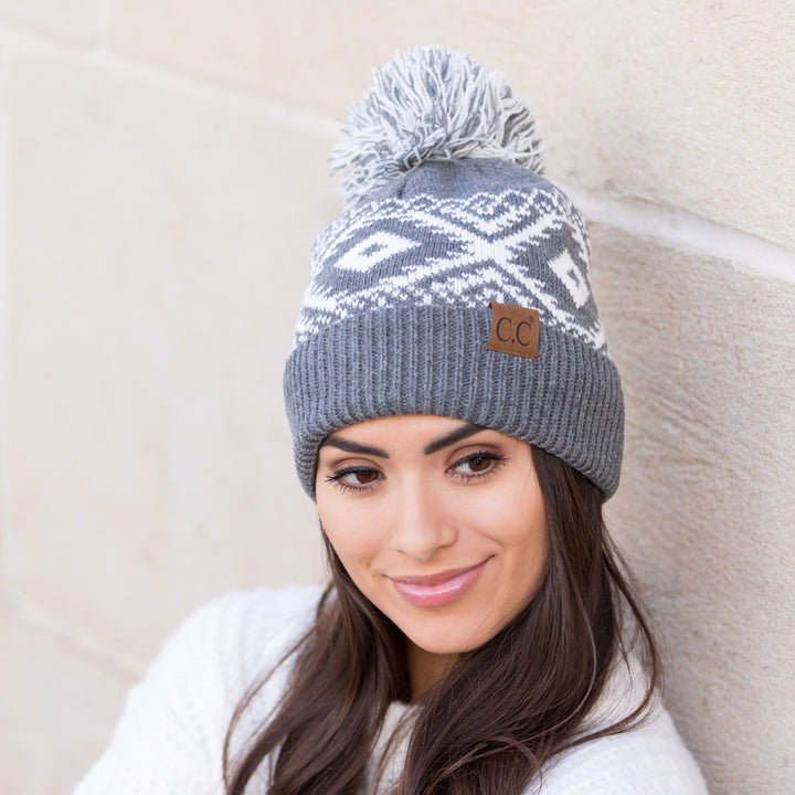 C C® Aztec Knit Pom Beanie Hat