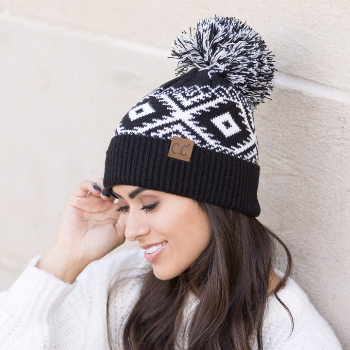 C C® Aztec Knit Pom Beanie Hat