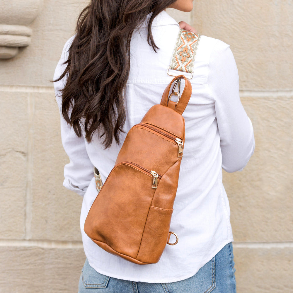 Black Evie Vegan Leather Crossbody Sling Bag