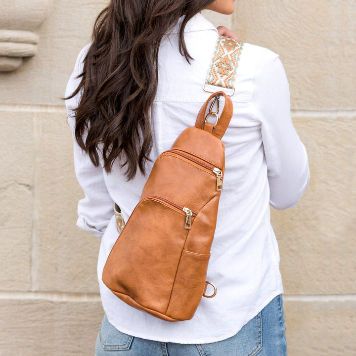 Black Evie Vegan Leather Crossbody Sling Bag