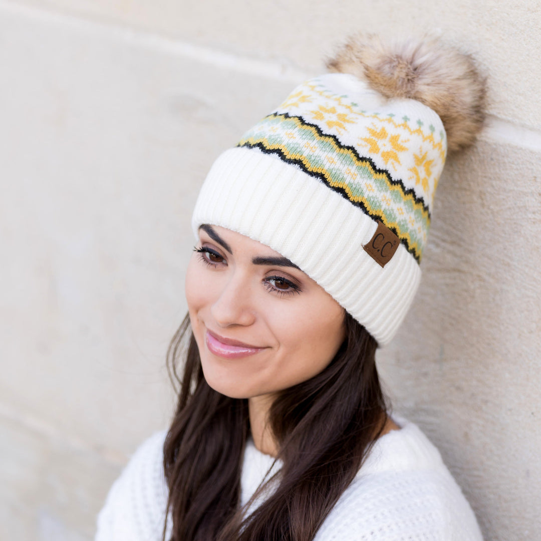 C C® Nordic Fair Isle Pom Beanie Hat