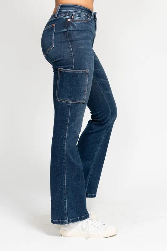 Dk Judy Blue Full Size High Waist Cargo Bootcut Jeans Plus Size