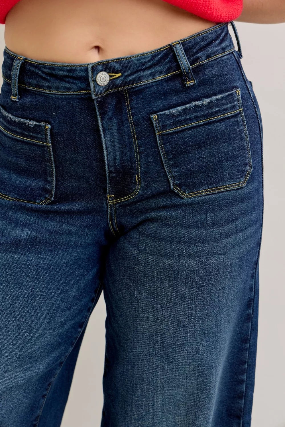 Dk Judy Blue High Waist Palazzo Jeans With Front Patch Pockets