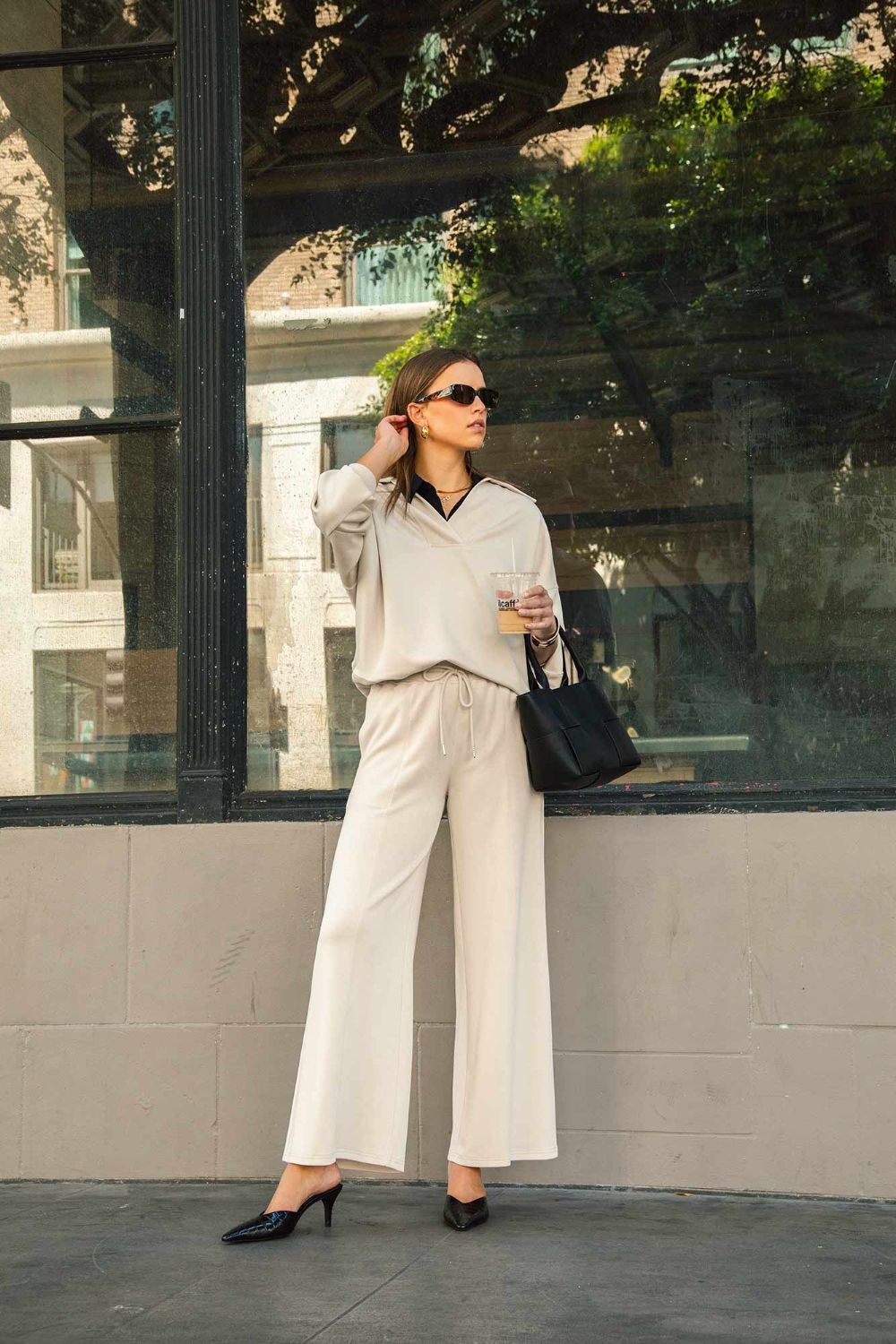 Ecru Umgee Full Size Drawstring Wide Leg Pants With Pockets