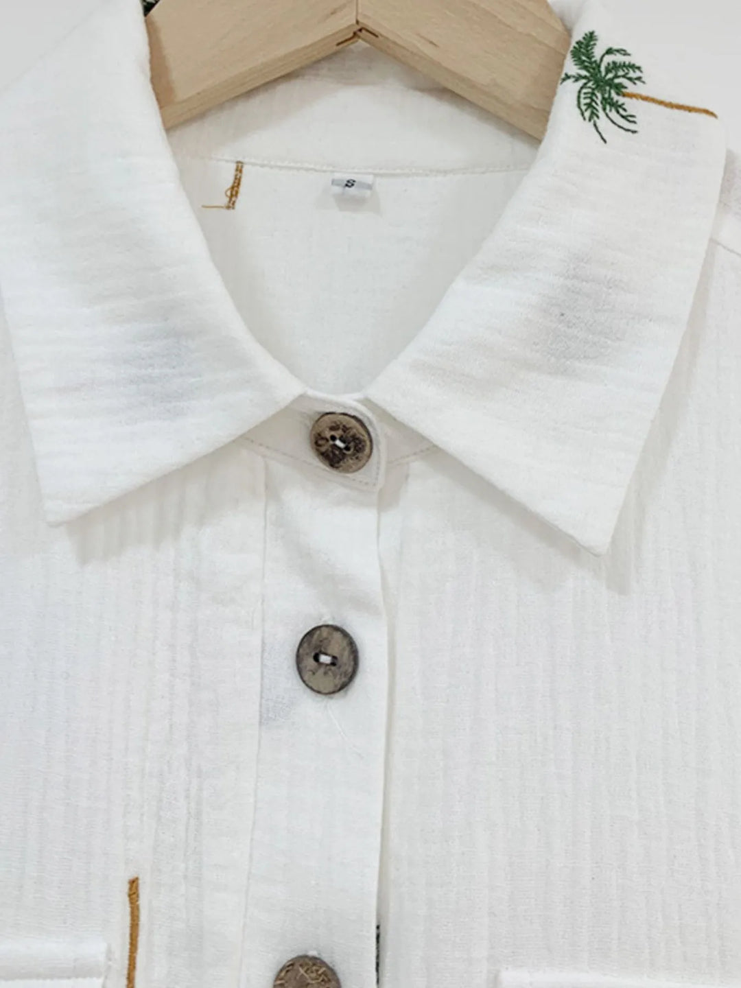 Palm Tree Print Short Sleeve Button Up Romper With Belt