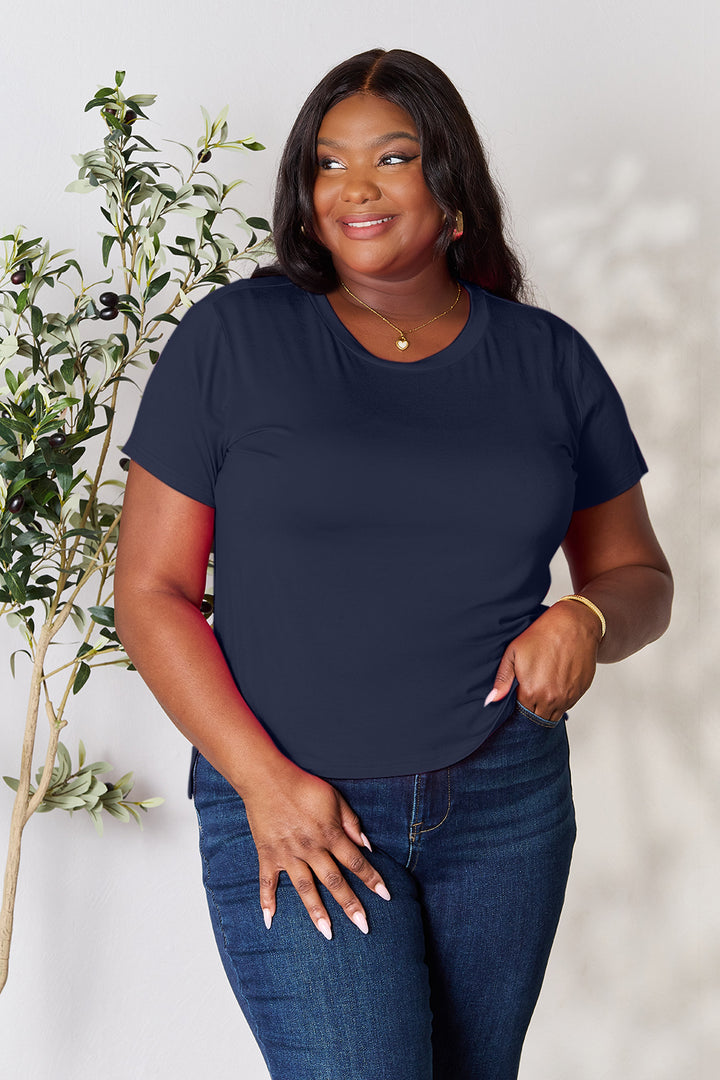 Green Basic Bae Full Size Round Neck Short Sleeve T Shirt 2