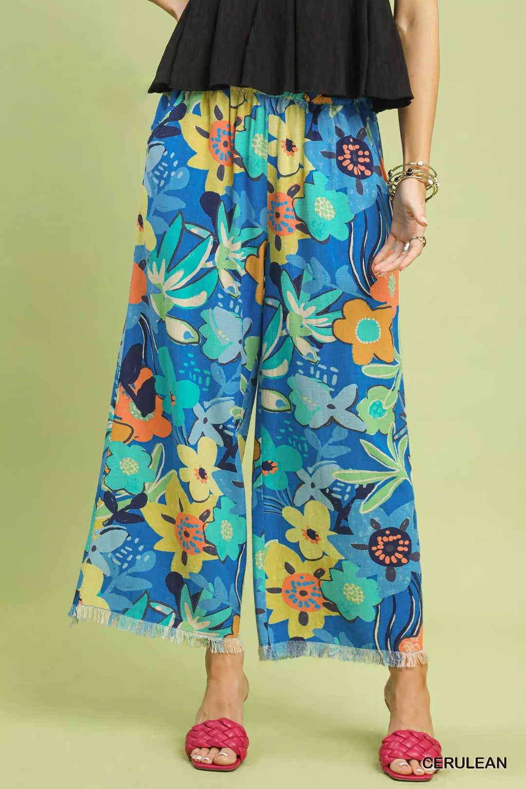 Cerulean Umgee Floral Print Wide Leg Pants