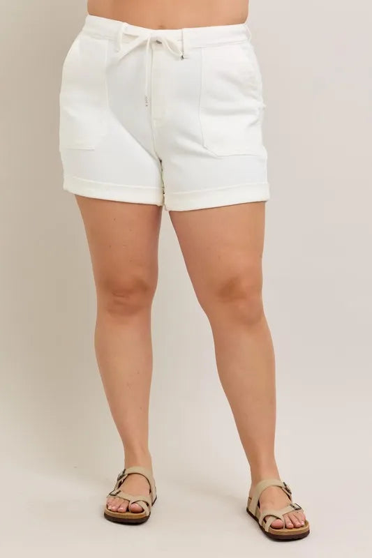 Wht Judy Blue Plus Size High Waist Cuff Denim Shorts