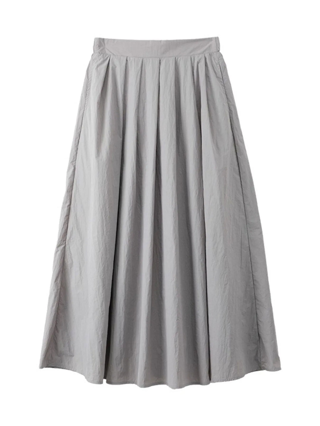 Grey Pleated Linen Maxi Skirt