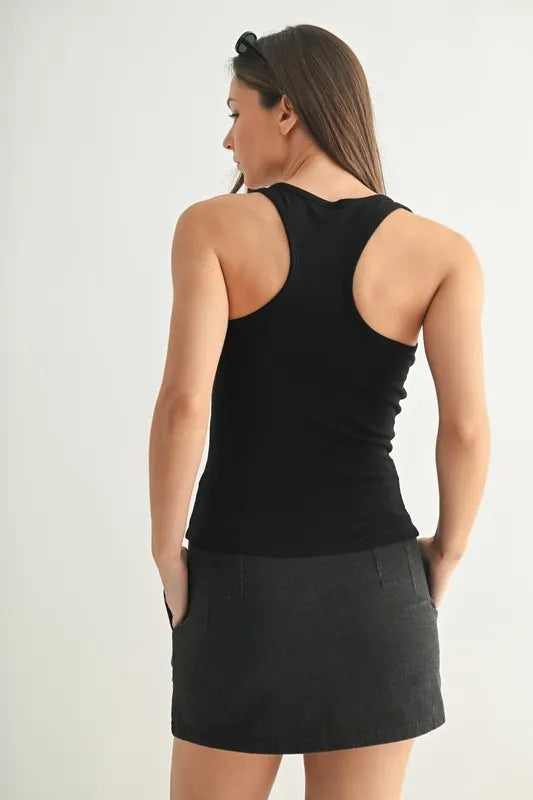 Black Mono B Slim Fit Scoop Neck Tank 2