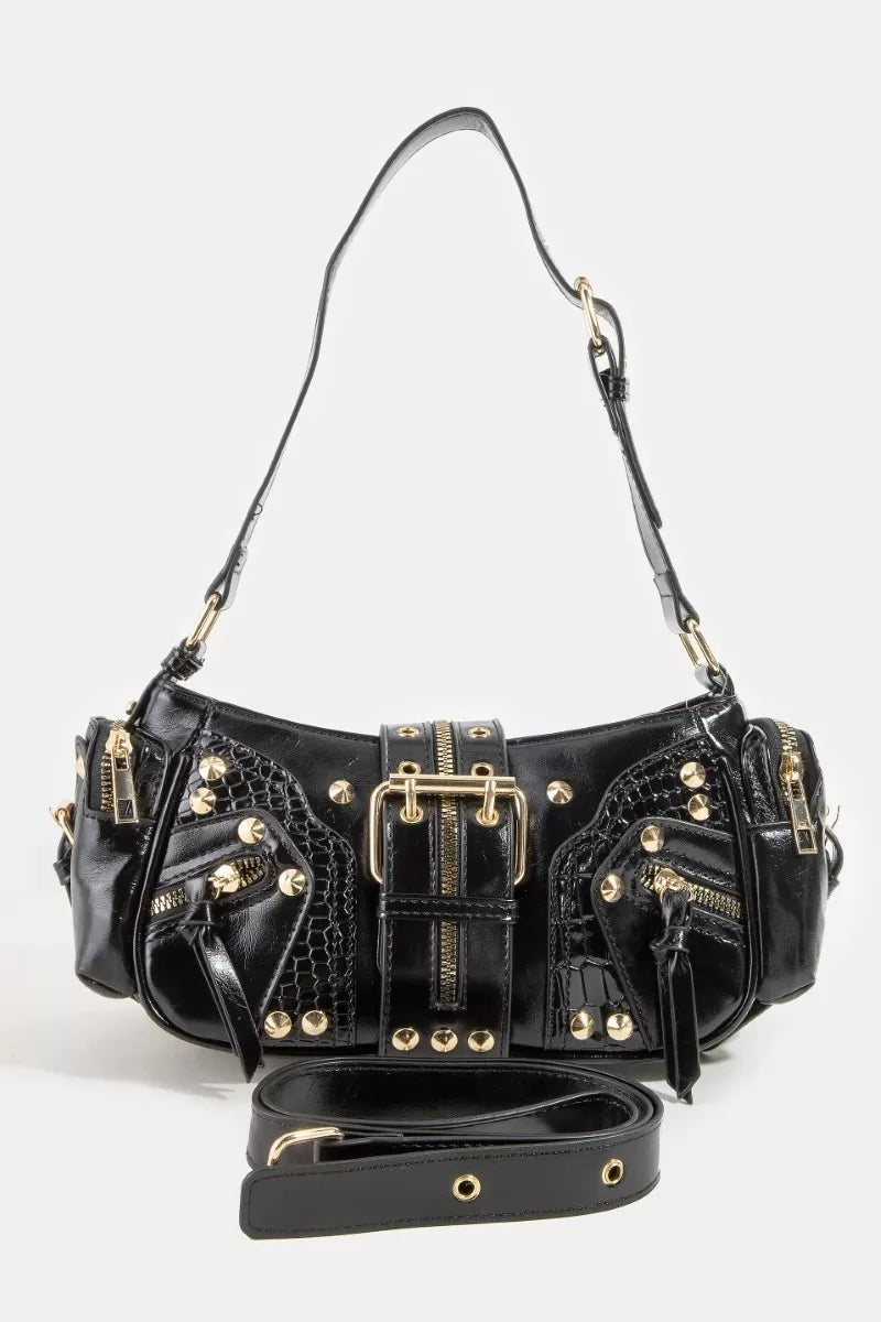 Gbk Fame Rivet Detail Leather Shoulder Bag