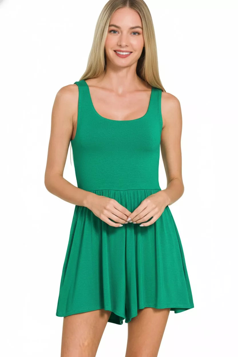 K Green Zenana Double Layered Tank Romper