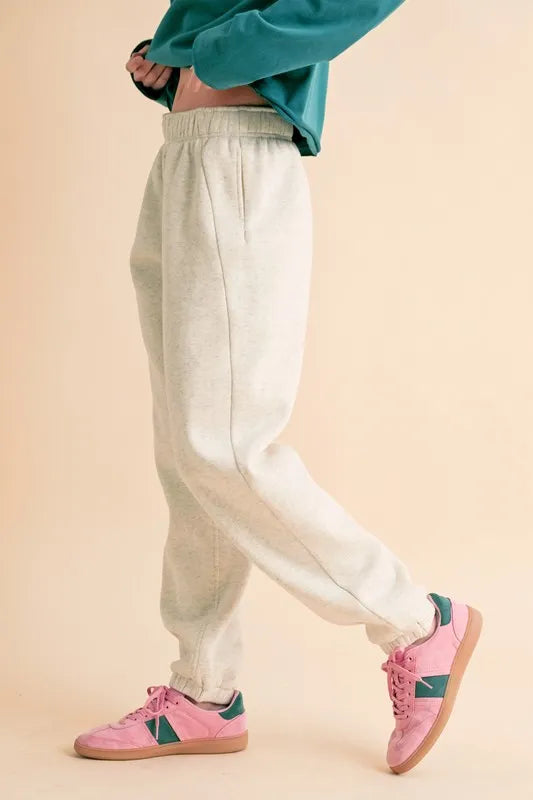 Heather Bone Aemi Co Drawstring Elastic Waist Joggers 4