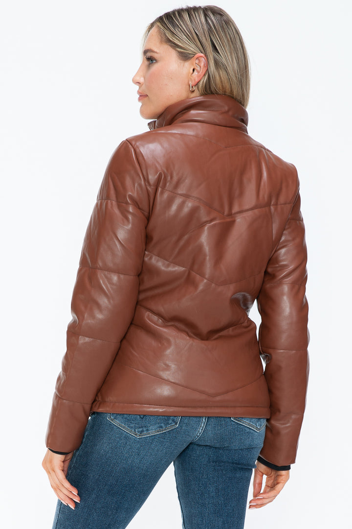 Brandy Snobbish Pocketed Zip Up Turtleneck Puffer Jacket 1
