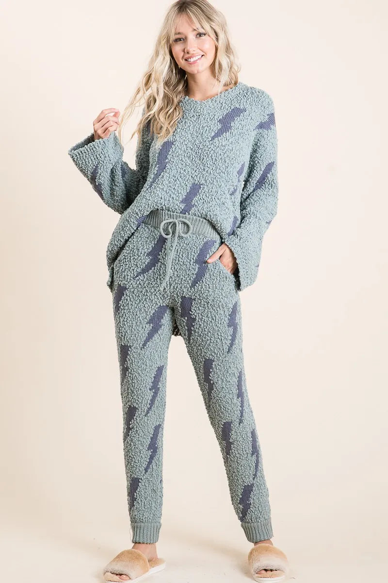 Bibi Cozy Soft Hairy Popcorn Sweater Pants