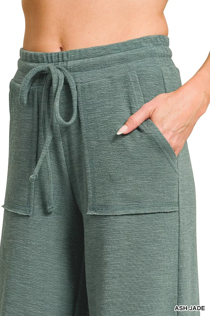 Zenana Cotton Slub Short Sleeve Tee And Pants Set 4