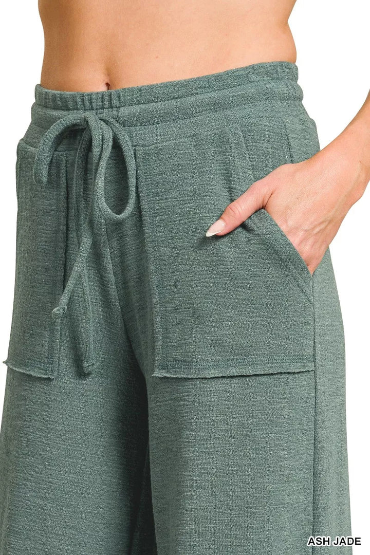 Zenana Cotton Slub Short Sleeve Tee And Pants Set 4