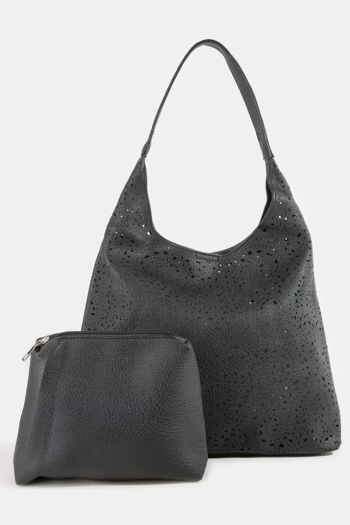 Bk Fame Intricate Cutout Motif Leather Shoulder Bag