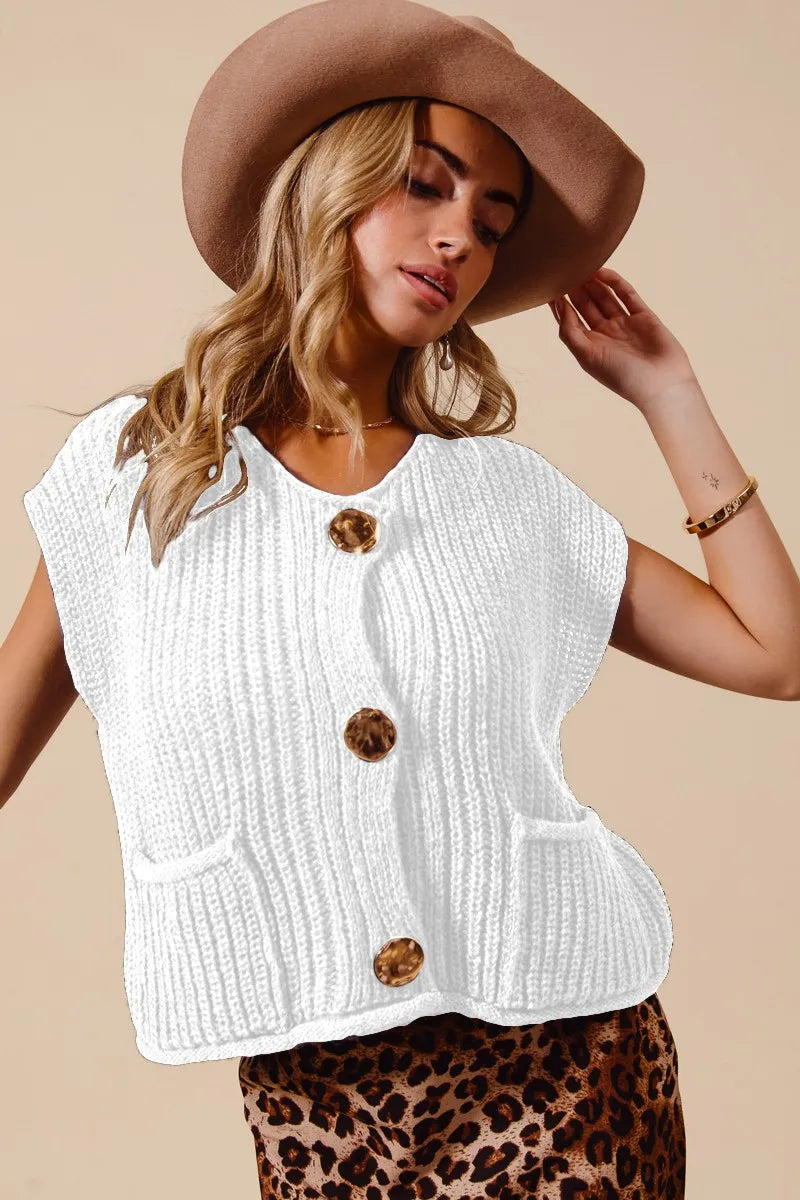 Off White So Me Big Metal Button Front Sweater Vest 1