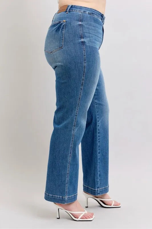 Md Judy Blue Full Size High Waist Contrast Thread Straight Plus Size