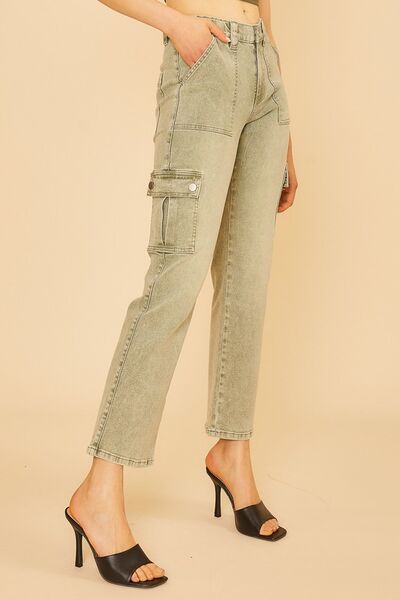 Sage Annie Wear Straight Leg Jeans With Cargo Pockets 1