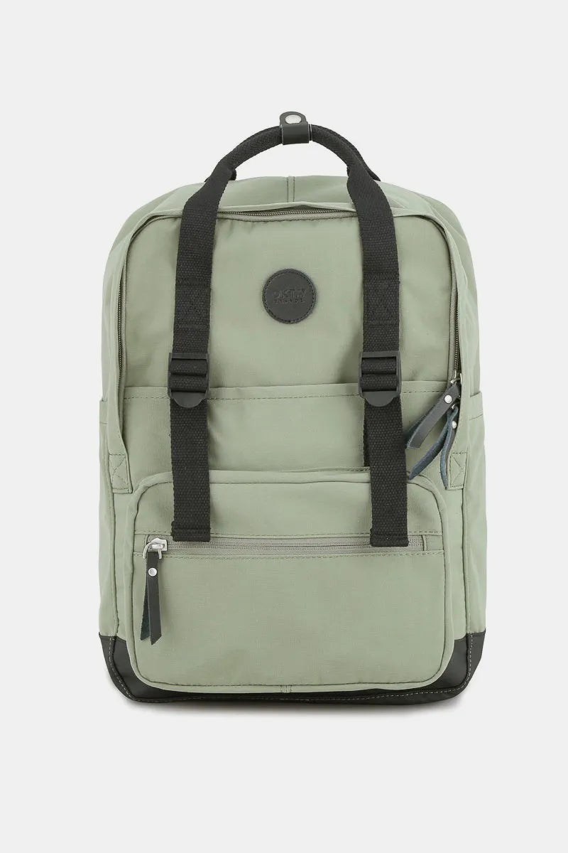 Green Himawari Waterproof Canvas Backpack Bag With Side Pockets 2