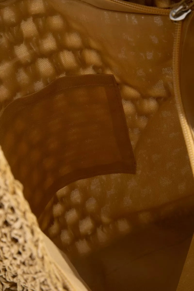 Fame Intricate Straw Weave Large Shoulder Bag