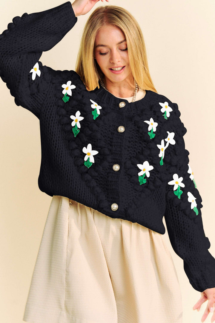 Davi Dani Floral Pattern Button Down Cardigan 1