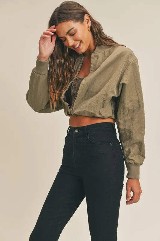 Olive Mable Long Sleeve Two Way Jacket 1