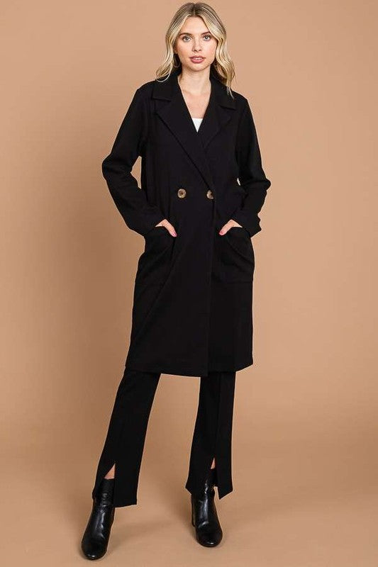 Black Culture Code Double Breast Lapel Collar Coat