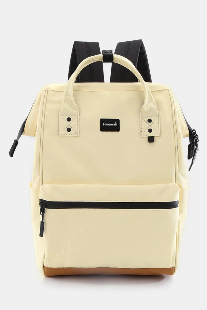 Cream Himawari Waterproof Canvas Travel Backpack Bag With Usb Port