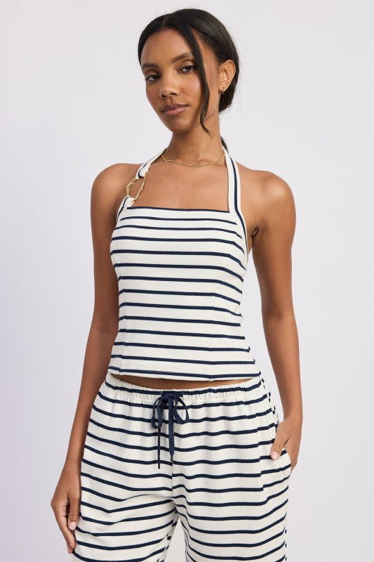 Striped Hardware Halter Top