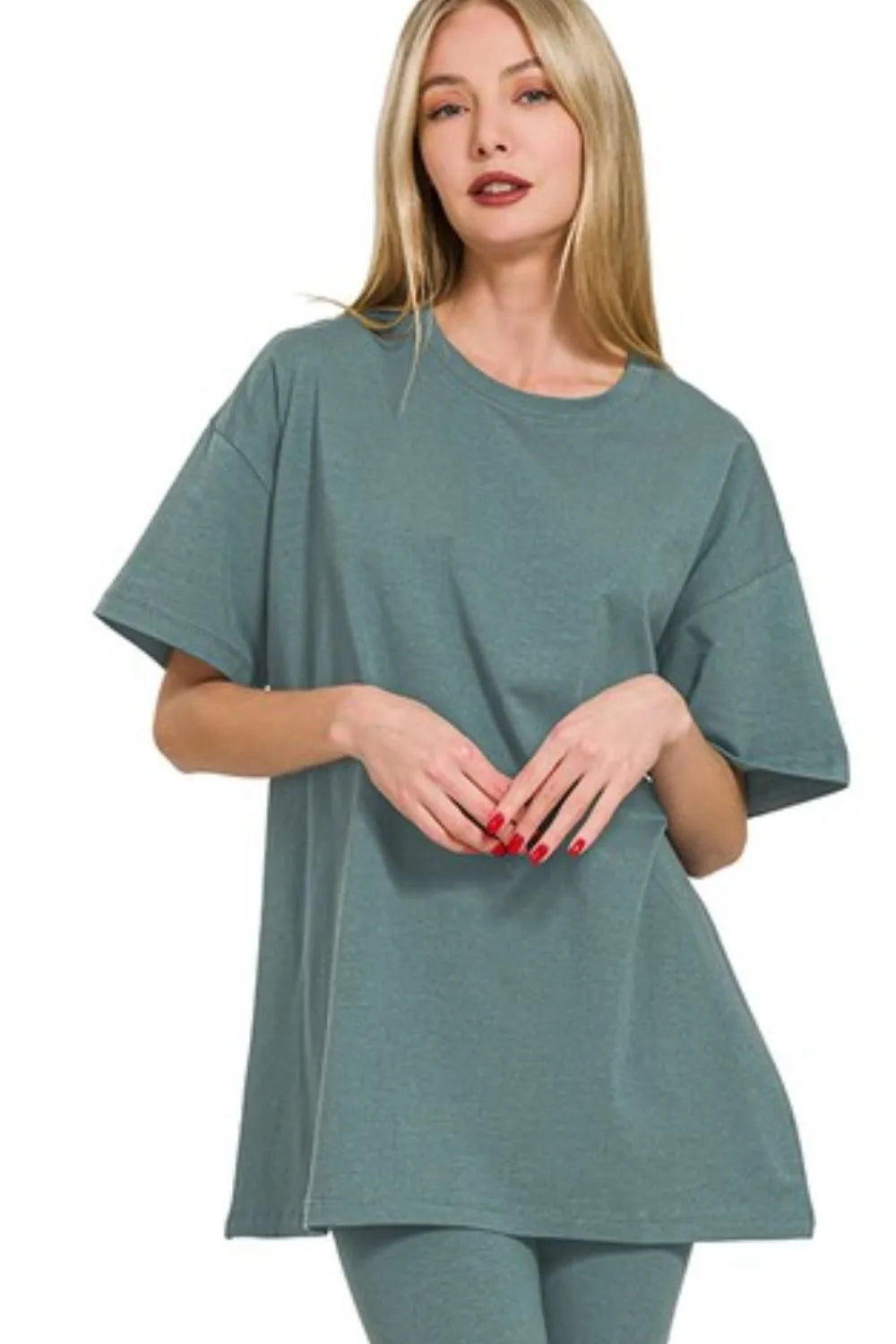 Ash Jade Zenana Cotton Round Neck Top Legging Set 1