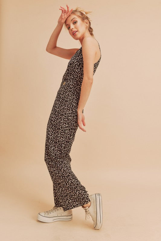 Aemi Co Ditsy Floral Surplice Sleeveless Wide Leg Jumpsuit 1