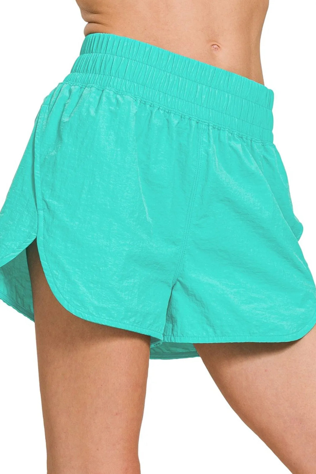 Turquoise Zenana Windbreaker Smocked Waistband Running Shorts 3