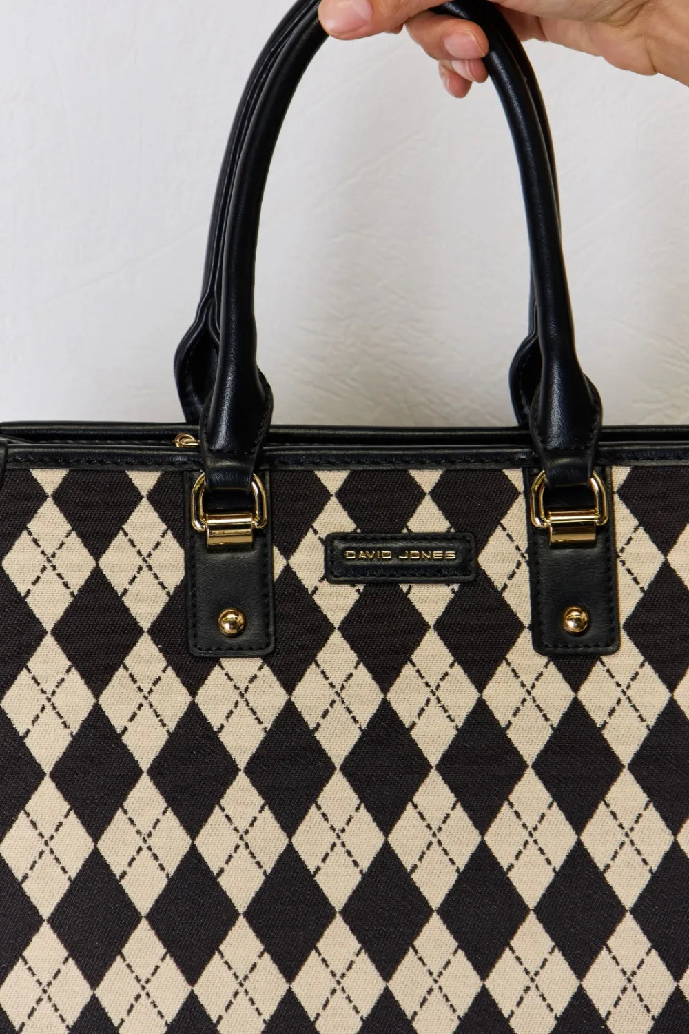 David Jones Argyle Pattern Pu Leather Handbag